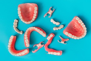an assortment of different dentures